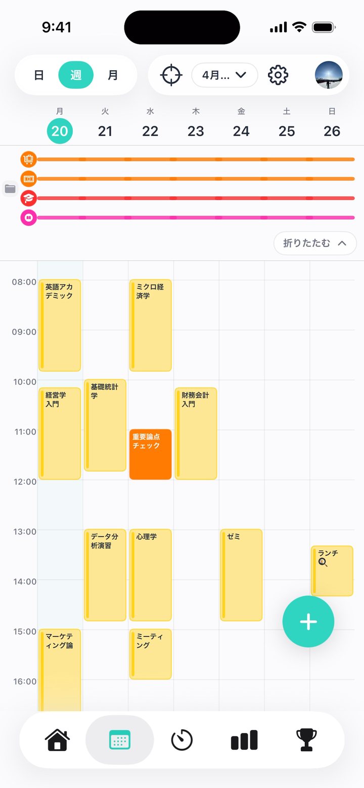 カレンダー上でタスクを配置しているPredyの画面